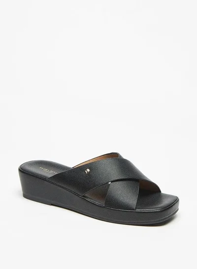 Flora Bella By Shoexpress Solid Crosstrap Slip On Sandals with Flatform Heels