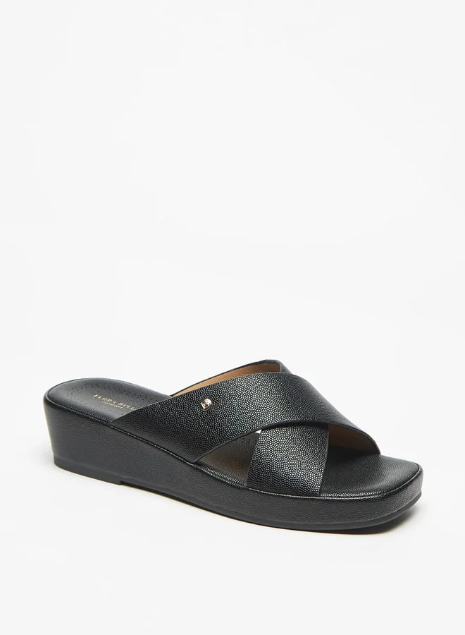 Flora Bella By Shoexpress Solid Crosstrap Slip On Sandals with Flatform Heels