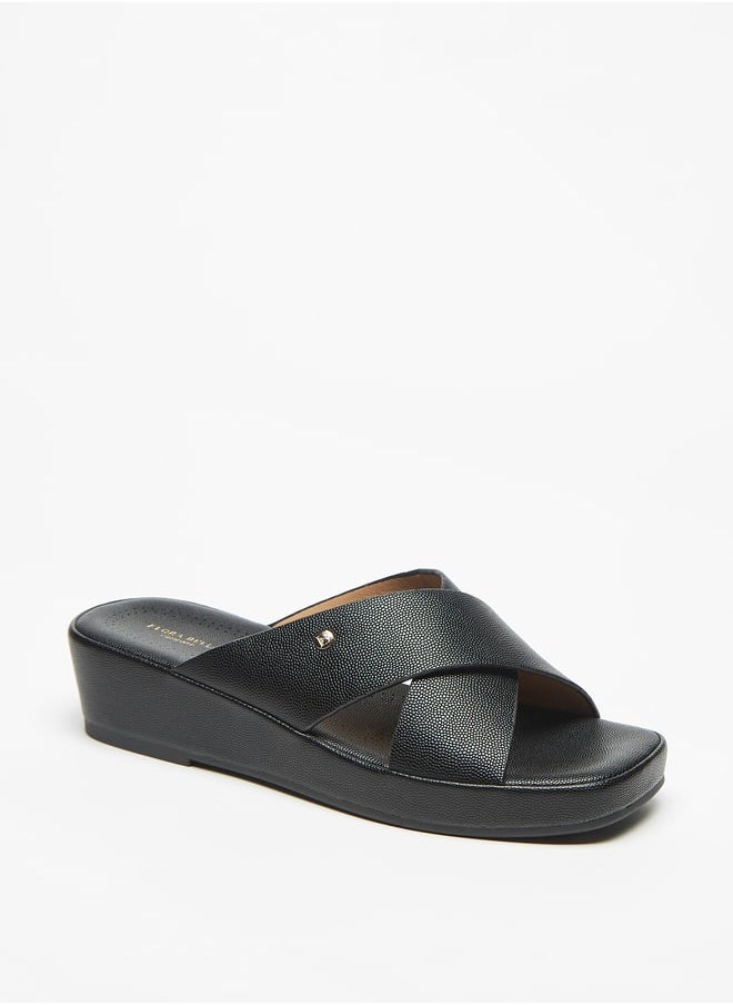 Flora Bella By Shoexpress - Solid Crosstrap Slip On Sandals with Flatform Heels - Image 1