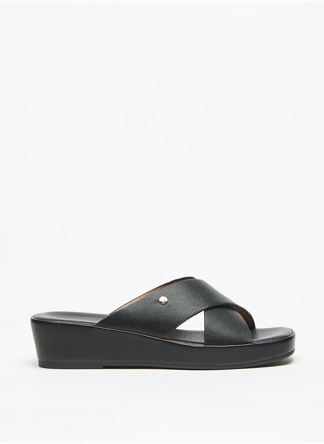 Flora Bella By Shoexpress - Solid Crosstrap Slip On Sandals with Flatform Heels - Image 1