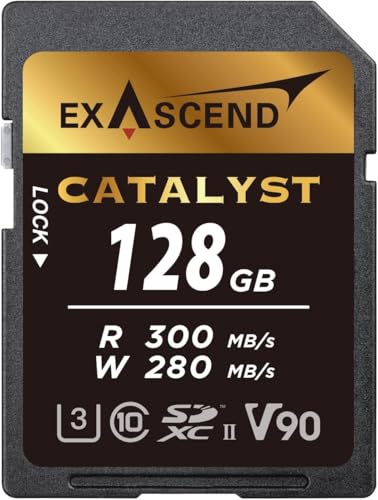 Exascend 64G128G Catalyst SD Card C10 U3 V90 up to 300MBs Compatible with Canon Nikon Panasonic and Other Cameras 128GB - Image 1