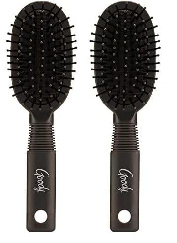 Goody Goody Mini Cushion Hair Brush  Oval Travel Hairbrush for All Hair Types Tangles Knots With Ease Without Tears or Breakage  PainFree Hair Accessories for Women Men Boys and Girls Pack of 2  - Image 1