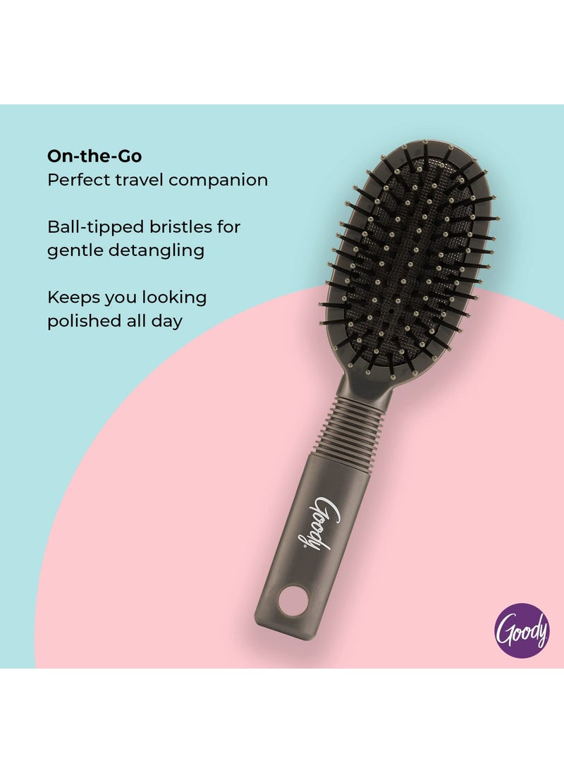 Goody Goody Mini Cushion Hair Brush  Oval Travel Hairbrush for All Hair Types Tangles Knots With Ease Without Tears or Breakage  PainFree Hair Accessories for Women Men Boys and Girls Pack of 2  - Image 4