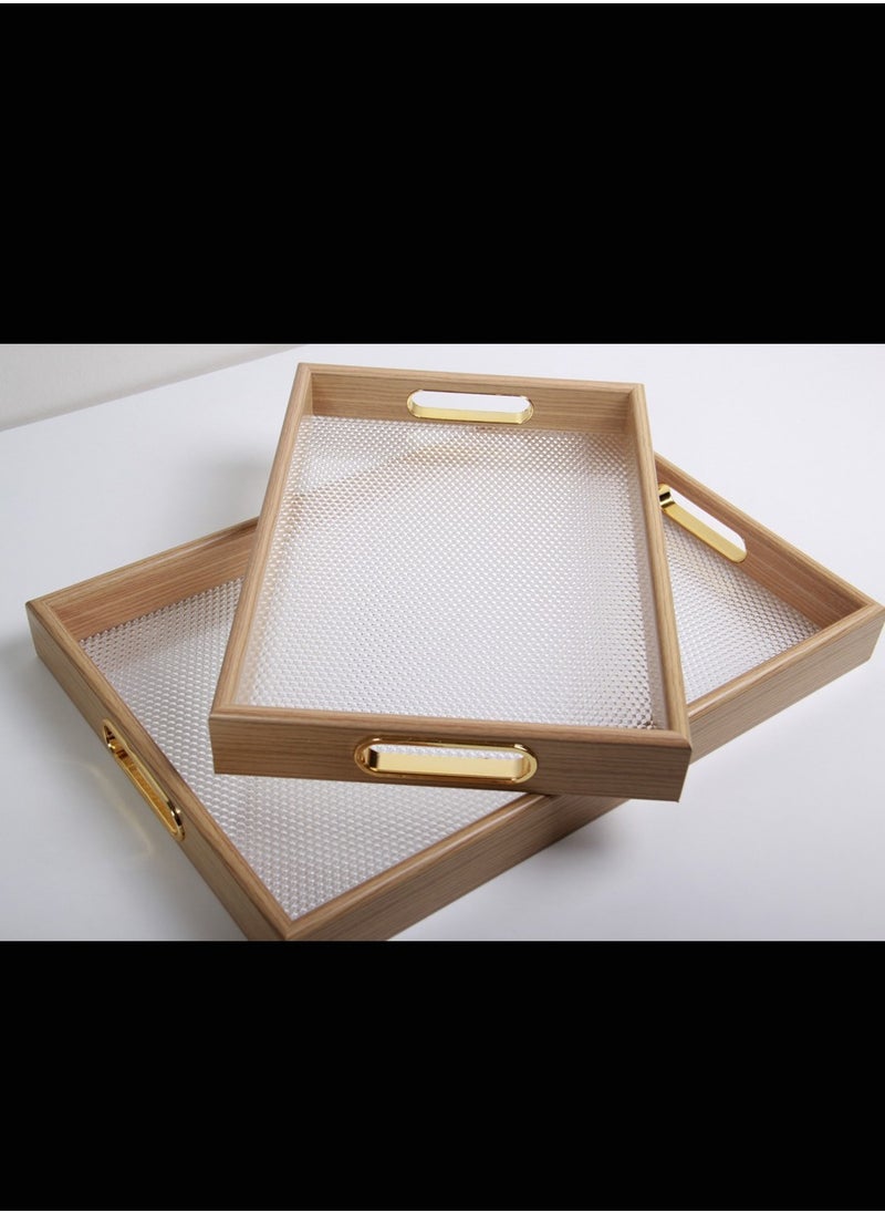 Generic - A set of elegant transparent rectangular hospitality trays, adding a touch of elegance to your table. - Image 1