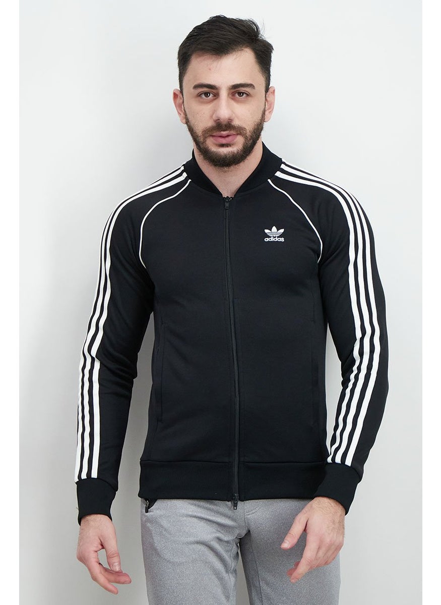 adidas Originals - Men Sportswear Fit Long Sleeve Training Jacket, Black and White - Image 1