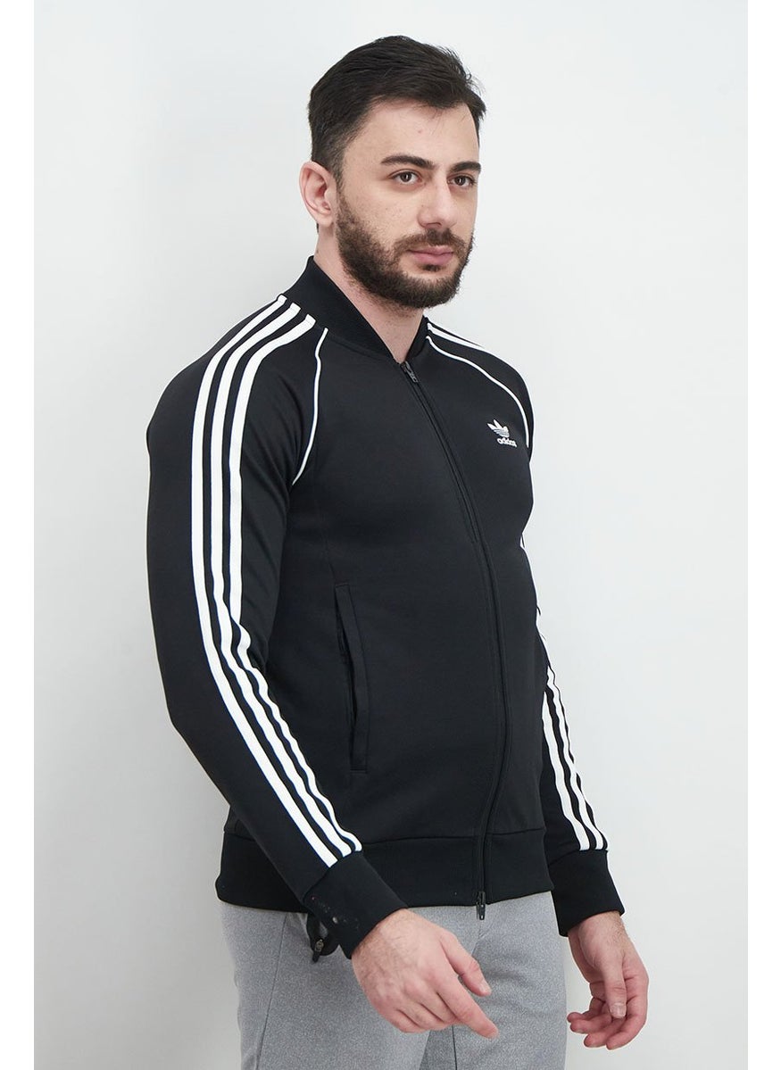 adidas Originals - Men Sportswear Fit Long Sleeve Training Jacket, Black and White - Image 1