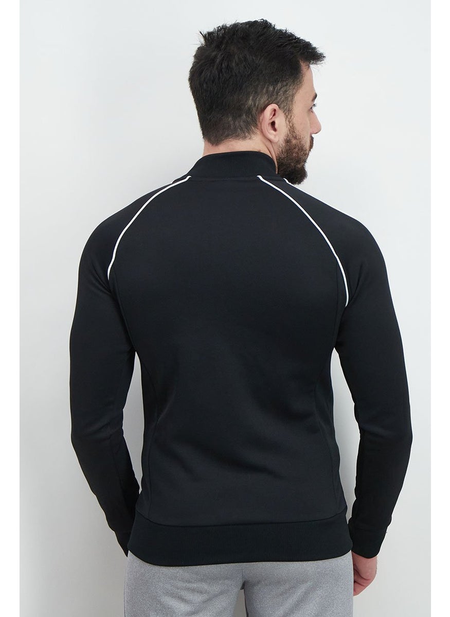 adidas Originals - Men Sportswear Fit Long Sleeve Training Jacket, Black and White - Image 1