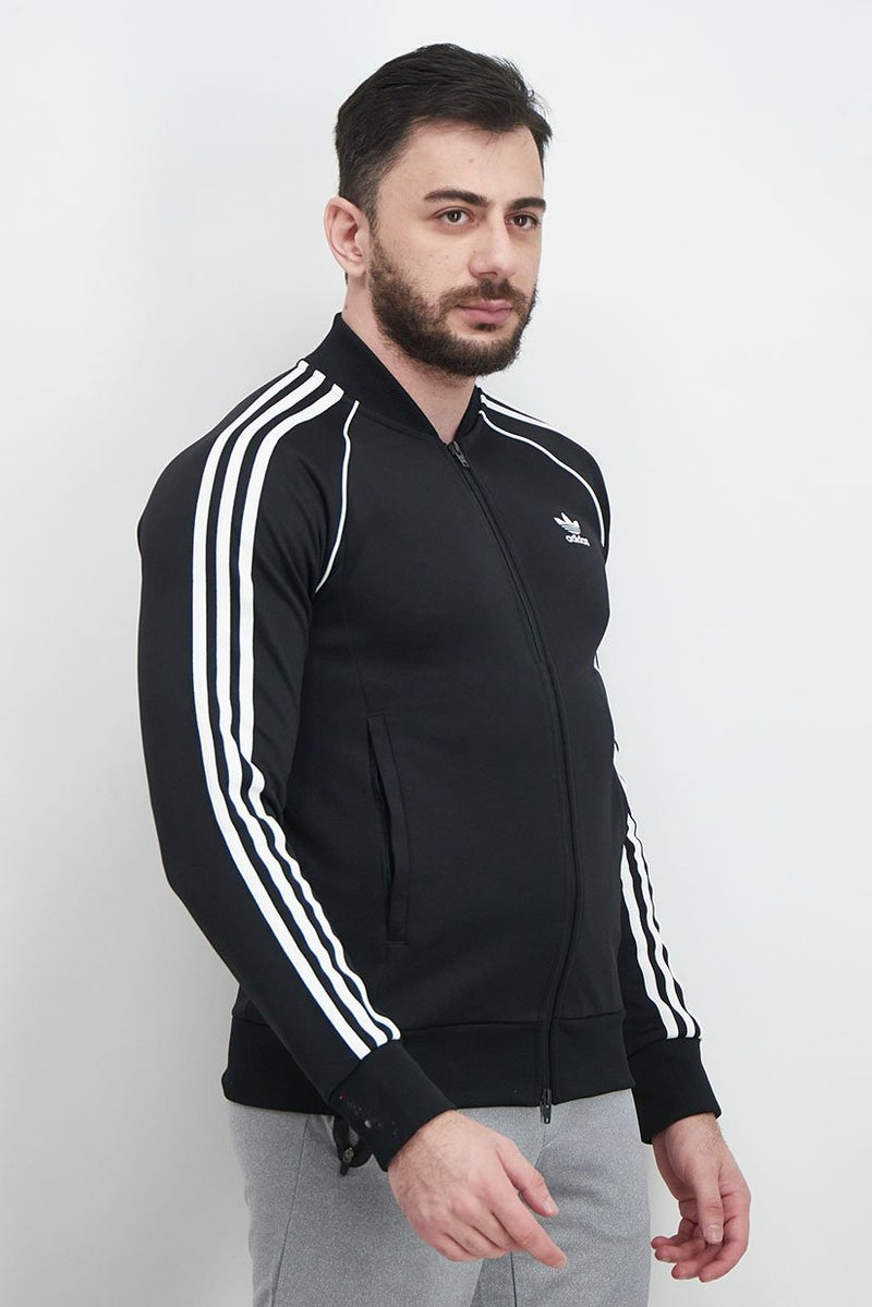 adidas Originals Men Sportswear Fit Long Sleeve Training Jacket, Black and White  - Image 2