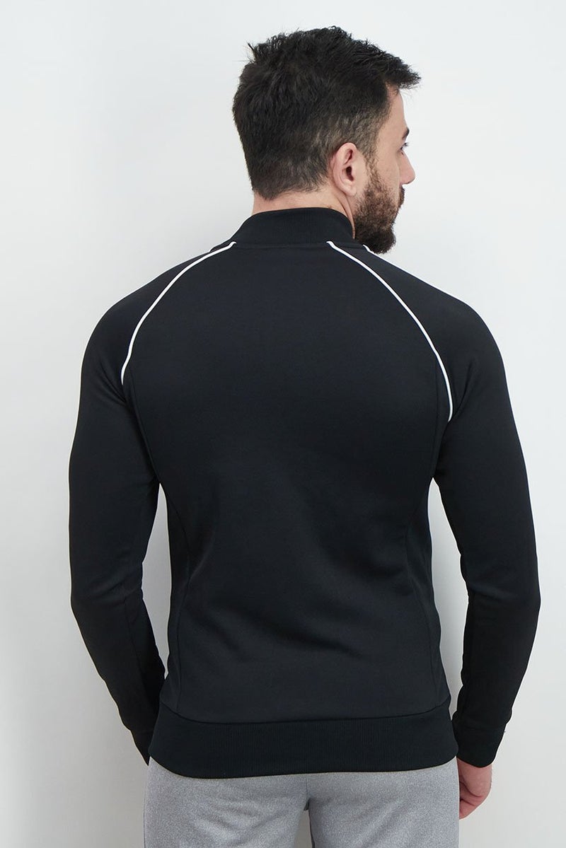 adidas Originals Men Sportswear Fit Long Sleeve Training Jacket, Black and White  - Image 3