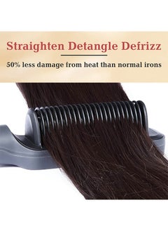 Arabest New Negative Ion Hair Straightener Styling Comb with 5 Temp, 2 in 1 Hair Straightener Brush and Curler, Portable Electric Straightening Comb Heated Hair Brush 10s Fast Heating Anti-Scald (White)  - Image 4