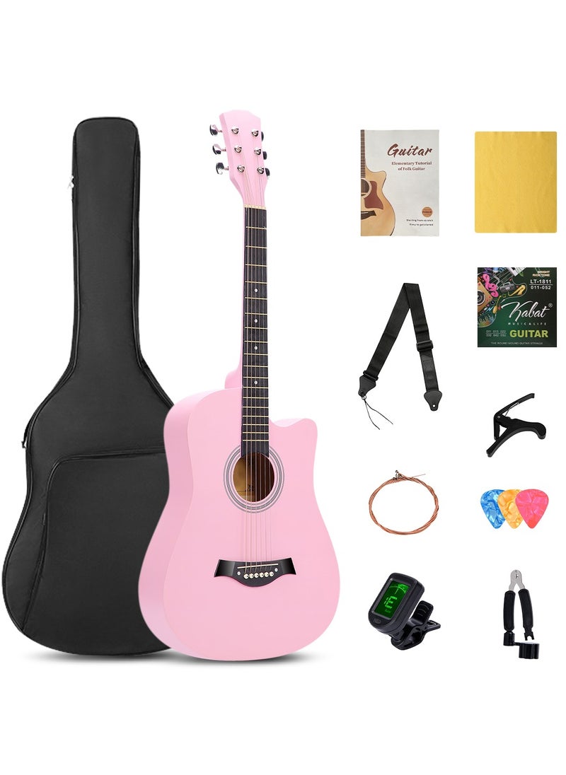 ShineDown - SHINEDOWN 38 inch Acoustic Guitar in Full Size Black Beginner All Wood Cutaway Starter Set with Free Bag/Tuner/Capo/A Pack of Strings/Strap/3 Single Strings/Cloth/Picks/String Cutter/Tutorial - Image 1