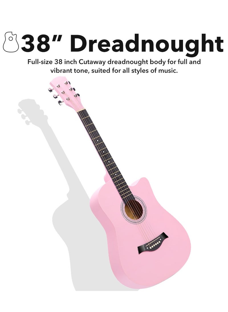 ShineDown - SHINEDOWN 38 inch Acoustic Guitar in Full Size Black Beginner All Wood Cutaway Starter Set with Free Bag/Tuner/Capo/A Pack of Strings/Strap/3 Single Strings/Cloth/Picks/String Cutter/Tutorial - Image 1