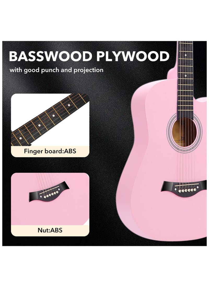ShineDown - SHINEDOWN 38 inch Acoustic Guitar in Full Size Black Beginner All Wood Cutaway Starter Set with Free Bag/Tuner/Capo/A Pack of Strings/Strap/3 Single Strings/Cloth/Picks/String Cutter/Tutorial - Image 1