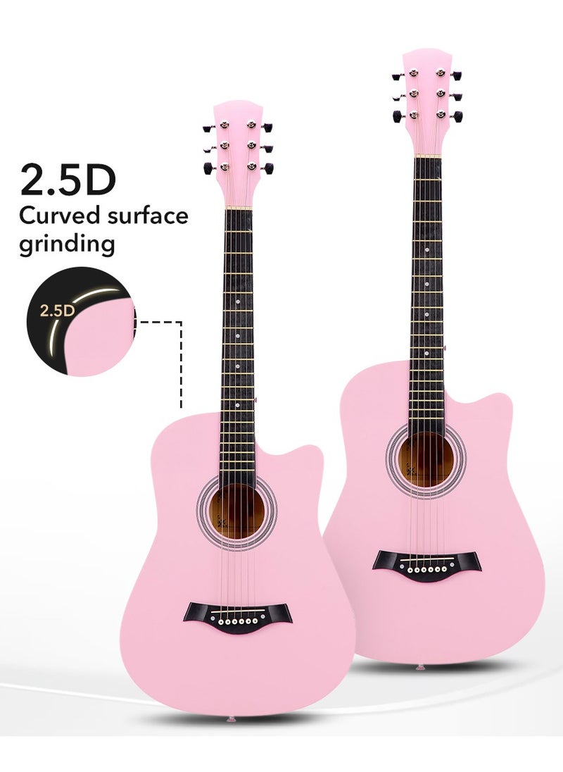 ShineDown - SHINEDOWN 38 inch Acoustic Guitar in Full Size Black Beginner All Wood Cutaway Starter Set with Free Bag/Tuner/Capo/A Pack of Strings/Strap/3 Single Strings/Cloth/Picks/String Cutter/Tutorial - Image 1