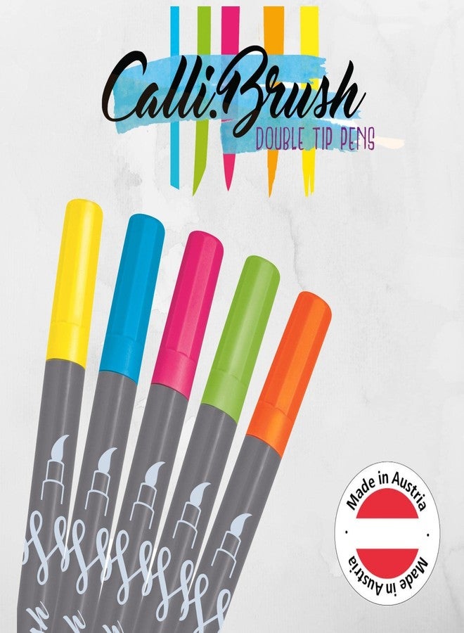 Online Calligraphy Brush Pens Neon Dual Tip with Calligraphy Nib and Brush - Image 3