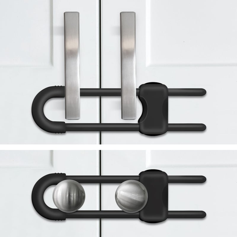 SPISPI Baby Proofing Cabinets,Cabinet Locks for Babies,2 Pack U-Shaped Child Locks for Cabinets, Child Proof Cabinet Latches,Child Safety Cabinet Locks with Adjustable by SPISPI (Black) - Image 4