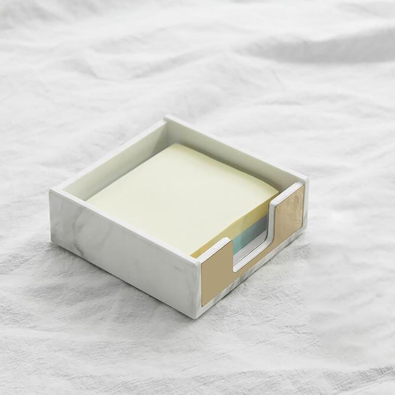 Supfoxer Sticky Notes Memo Holder for Desk,Marble Office Supplies Desk Accessories for Office School Home (Gold) - Image 3