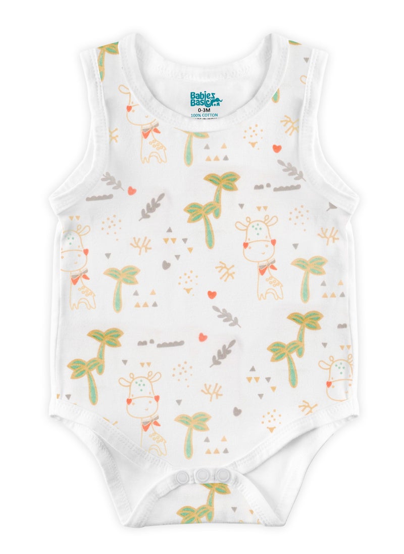 Babies Basic BabiesBasic 100% Super Combed Cotton, Sleeveless Romper/Bodysuit, for New Born to 24months. Set of 3 - Printed  - Image 3