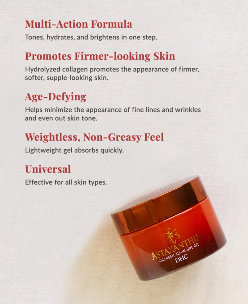 DHC Astaxanthin Collagen All-in-One Gel, Brightening Daytime Facial Moisturizer, Lightweight, Toning, Hydrating, Absorbs Quickly, Collagen, Fragrance and Colorant free, Ideal for all Skin Types - Image 3