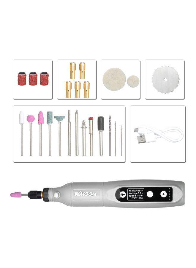 Y&D 26-Piece 5-Speed USB Electric Grinder Tool Set Grey/Black/Pink  - Image 2