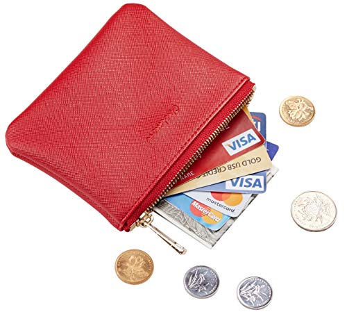 Chelmon Vegan Leather Coin Purse Pouch Change Purse With Zipper For Men Women (CH Red) - Image 2