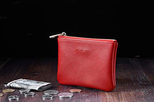 Chelmon Vegan Leather Coin Purse Pouch Change Purse With Zipper For Men Women (CH Red) - Image 5