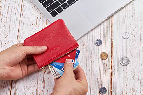 Chelmon Vegan Leather Coin Purse Pouch Change Purse With Zipper For Men Women (CH Red) - Image 4