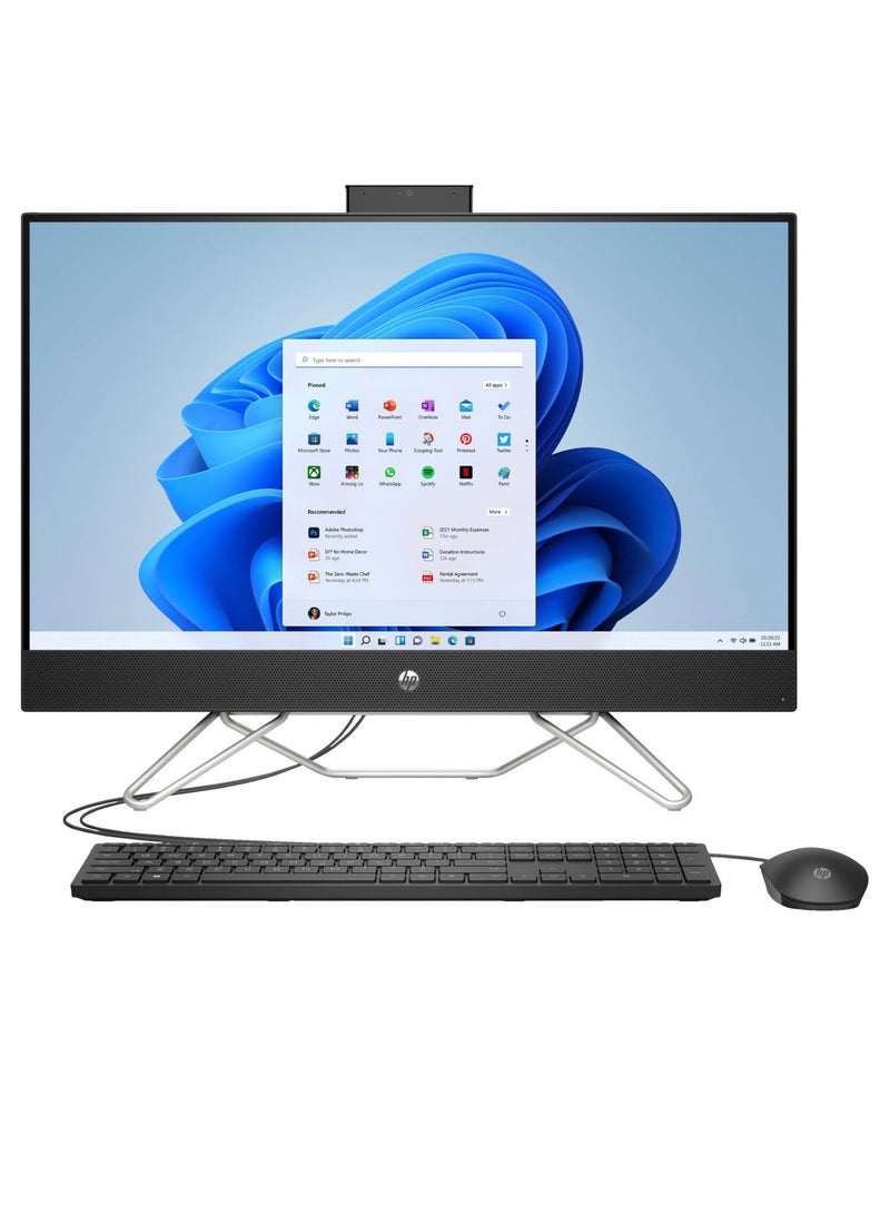 HP 27-CB1156NH All-In-One Desktop Computer, 27" FHD IPS Display, Intel Core i7-1255U, 8GB RAM, 512GB SSD, Intel Iris Xe Graphics, English Keyboard & Mouse, FreeDOS,  | 79Q94EA#BH5 English English silver - Image 1