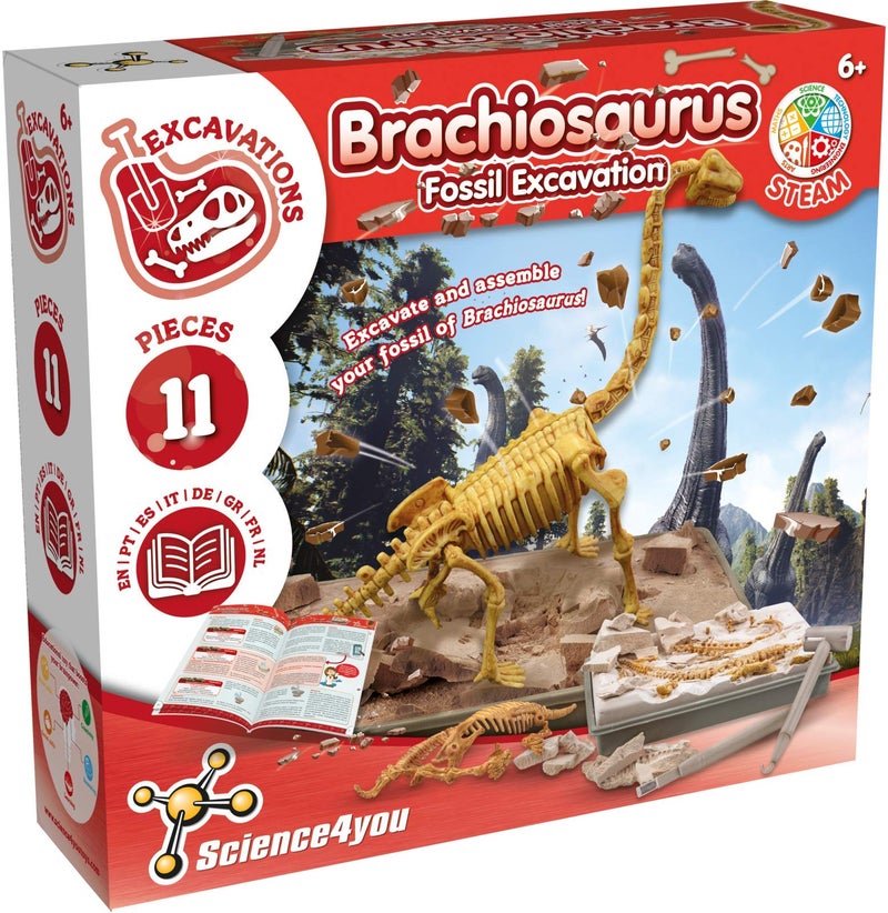 Science4you Brachiosaurus Dinosaur Fossil Digging Kit - Excavate and Assemble 11 Pieces Dino Bones, Archeology, Paleontologist + Dinosaurs for Kids, Stem Toys for Girls and Boys 6 7 8 9+ Years Old - Image 1