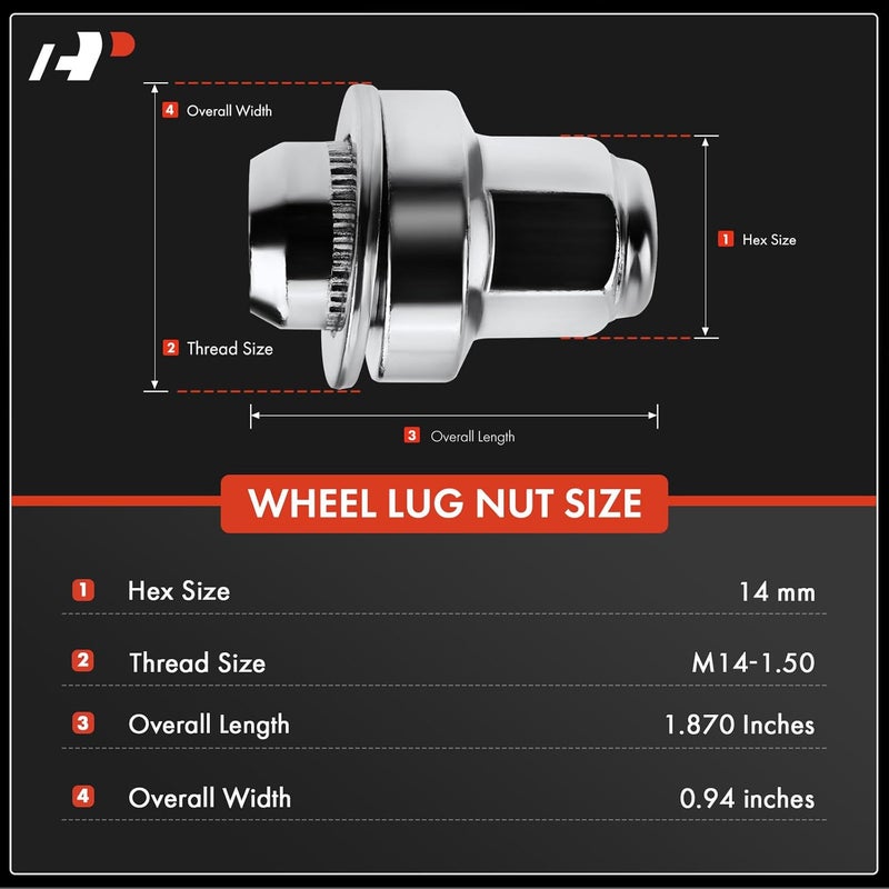 A-Premium M14-1.50 Wheel Lug Nuts Set for Lexus LS460, LC500, LS600h - 5 Pieces - Image 2