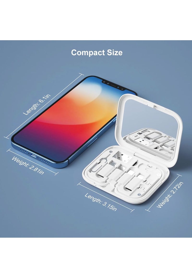 Excefore - USB Adapter Kit, USB-C to USB Adapter, USB C to Lighting Adapter Box, Multi-Type Charging Cable Case for Traveling, OTG Adapters for iPhone 14/15, Google Pixel (White) - Image 1
