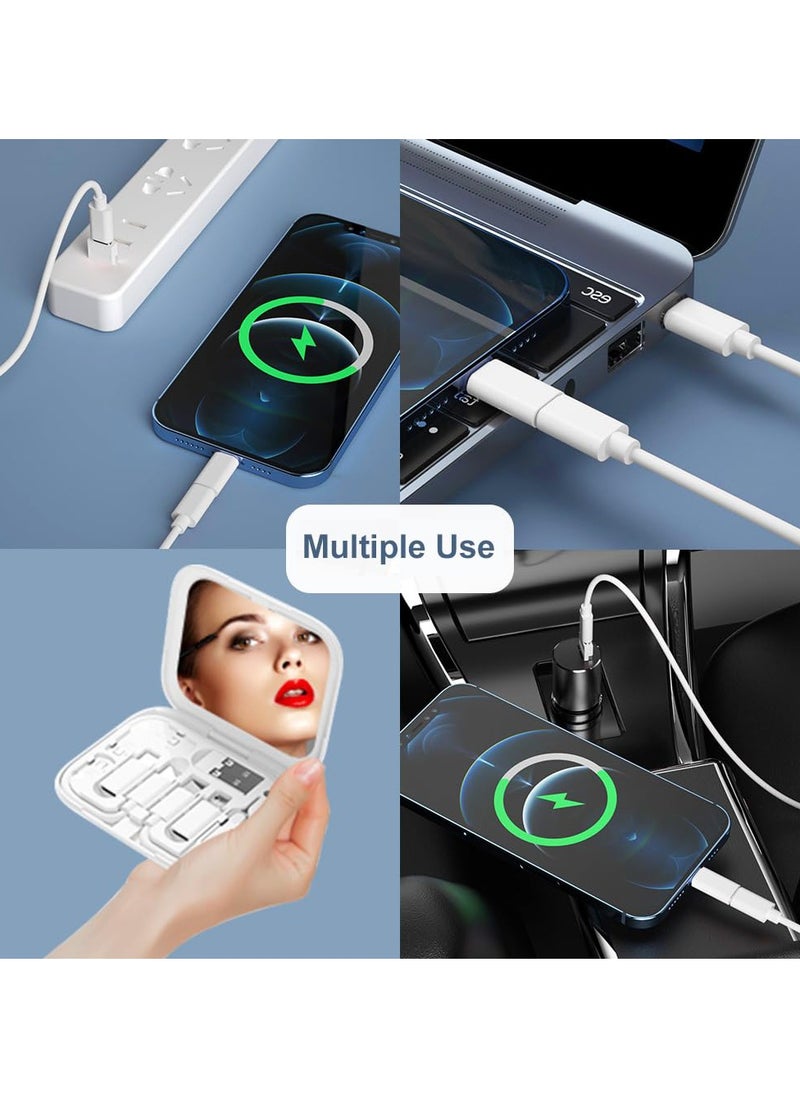 Excefore - USB Adapter Kit, USB-C to USB Adapter, USB C to Lighting Adapter Box, Multi-Type Charging Cable Case for Traveling, OTG Adapters for iPhone 14/15, Google Pixel (White) - Image 1