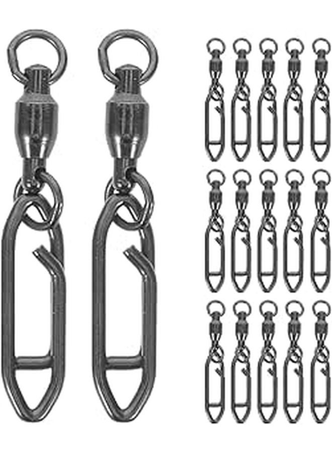 25 Pcs Black Alloy Fishing Swivel Snap Connectors with Bearing for Freshwater Saltwater - Image 1