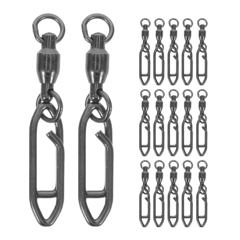 25 Pcs Black Alloy Fishing Swivel Snap Connectors with Bearing for Freshwater Saltwater - Image 2