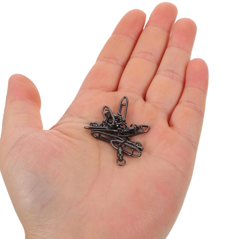 25 Pcs Black Alloy Fishing Swivel Snap Connectors with Bearing for Freshwater Saltwater - Image 5