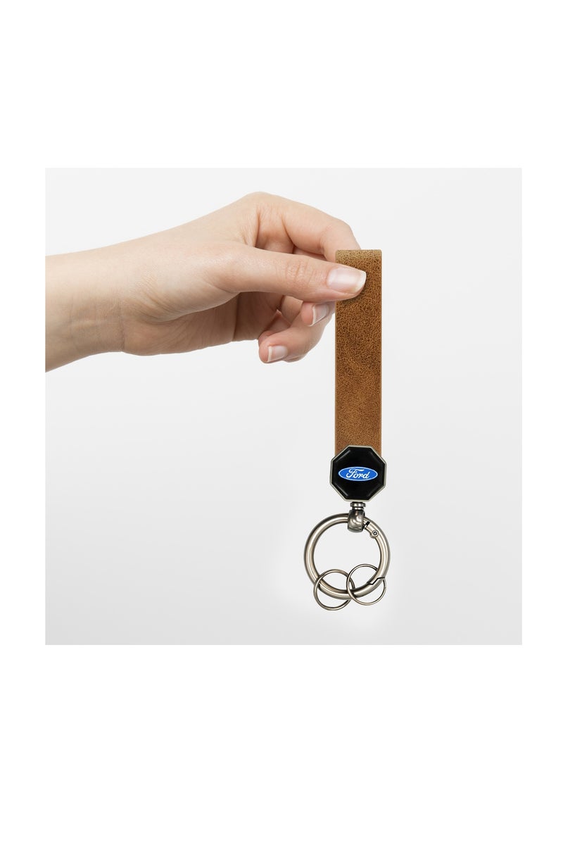 Ford Leather Keychain – Durable Soft Leather Strap with 360° Rotation, Portable Spring Ring, and Double Screw Fixing – Ideal for Car and House Keys - Image 3