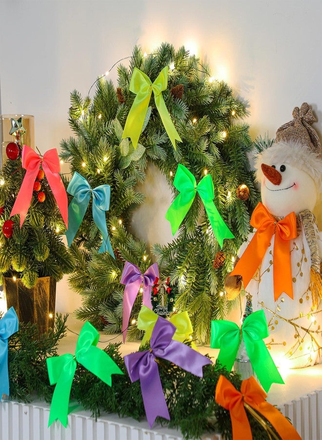 كانلير مجموعة كانليير من 36 قطعة من فيونكات أكاليل عيد الميلاد بألوان نيون زاهية، كبيرة الحجم (5.1 بوصة)، متعددة الألوان، لتزيين شجرة عيد الميلاد، وأكياس هدايا العيد، والباب الأمامي، والمدفأة، وإكليل المنزل، وحفلات الزفاف، وحفلات الأعياد. - Image 2