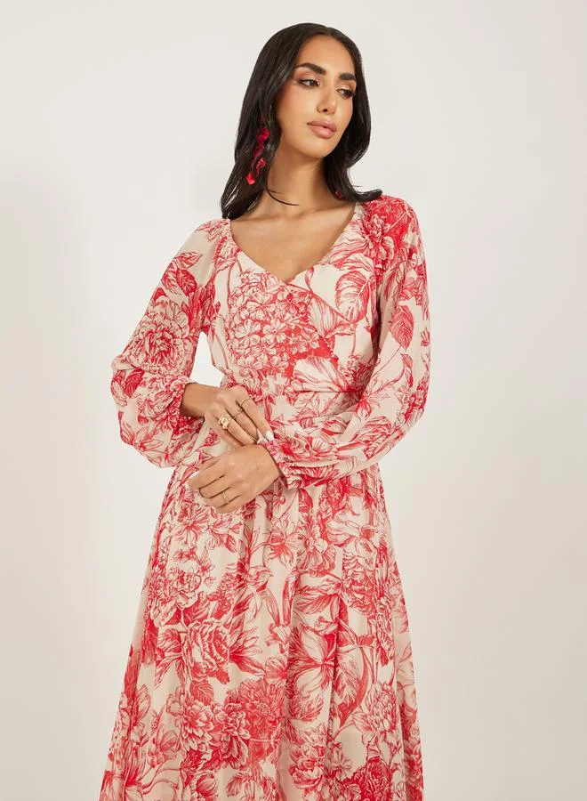 Styli Floral Print Maxi Dress