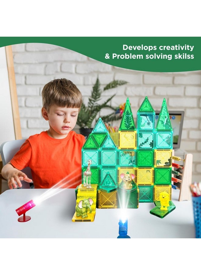 Atlasonix Magnetic Tiles for Kids Ages 4-8 Educational Toys Magnet Building Blocks 54 Set Montessori Cubes for Boys Girls Gift Birthday Present Sensory Learning Preschool Daycare Kindergarden - Image 2