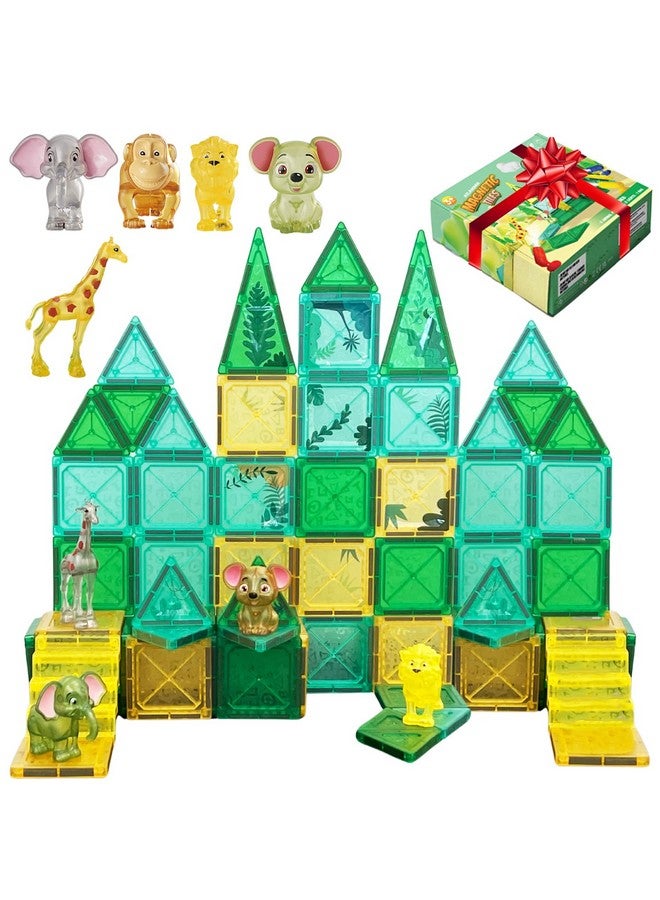 Atlasonix Magnetic Tiles for Kids Ages 4-8 Educational Toys Magnet Building Blocks 54 Set Montessori Cubes for Boys Girls Gift Birthday Present Sensory Learning Preschool Daycare Kindergarden - Image 1