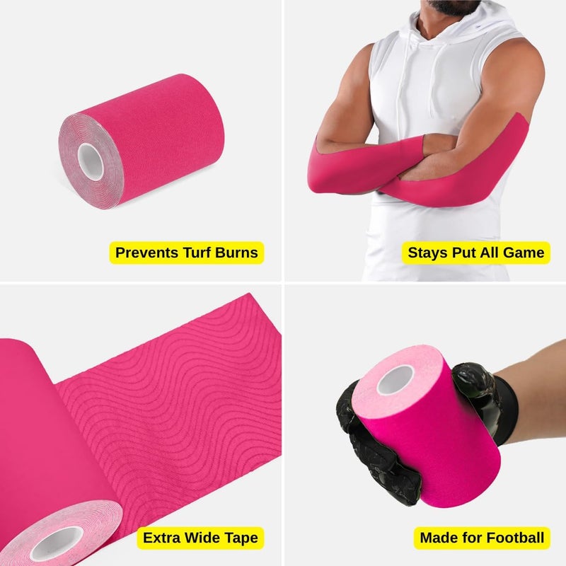 SLEEFS Pink Turf Tape Football - Extra Wide Waterproof Sports Athletic Tape - Flexible Breathable Ultra Sticky for Arms, Wrists, Ankles, Injuries - Lacrosse, Soccer, Baseball, Basketball - Image 5