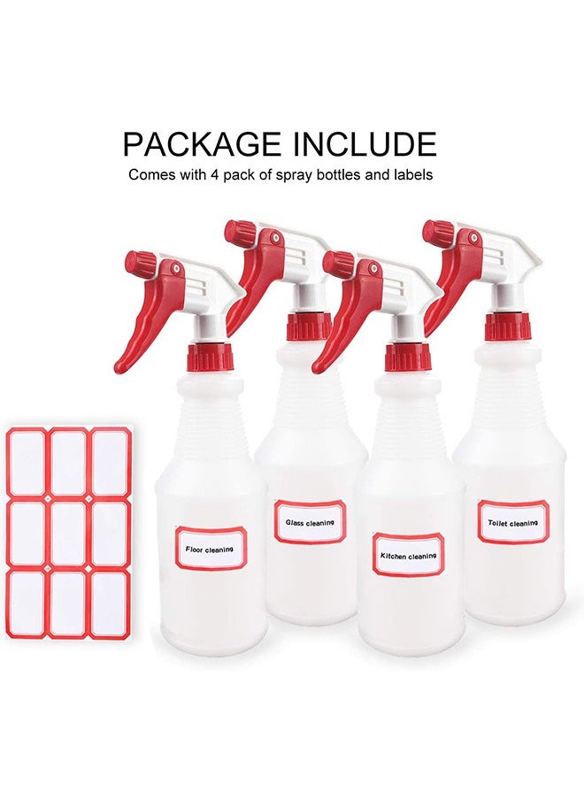 Garlo - Plastic Spray Bottle (4 Pack, 700ml, All-Purpose) ,Heavy Duty Spraying Bottles Leak Proof Mist Empty Water Bottle for Cleaning Solution Planting Pet with Adjustable Nozzle and Measurements - Image 1
