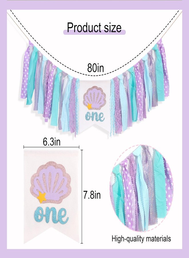 UOAOU Mermaid One Year High Chair Banner - Under The Sea 1st Birthday Party Decorations, First Party Banner, Ocean Themed Highchair Garland, Under The Sea Photo Prop Cake Smash (Mermaid) - Image 2