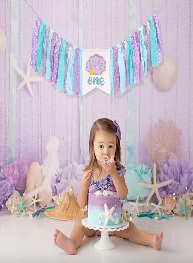 UOAOU Mermaid One Year High Chair Banner - Under The Sea 1st Birthday Party Decorations, First Party Banner, Ocean Themed Highchair Garland, Under The Sea Photo Prop Cake Smash (Mermaid) - Image 3