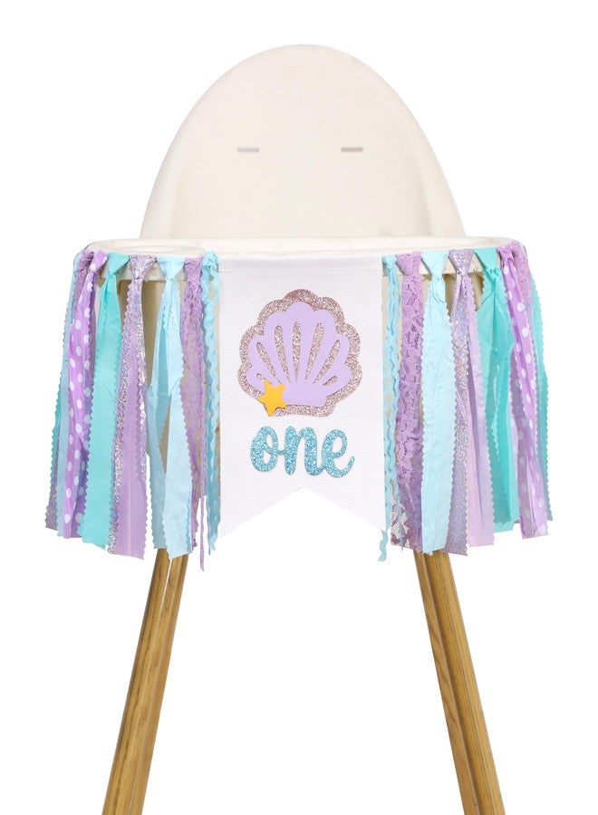 UOAOU Mermaid One Year High Chair Banner - Under The Sea 1st Birthday Party Decorations, First Party Banner, Ocean Themed Highchair Garland, Under The Sea Photo Prop Cake Smash (Mermaid) - Image 1