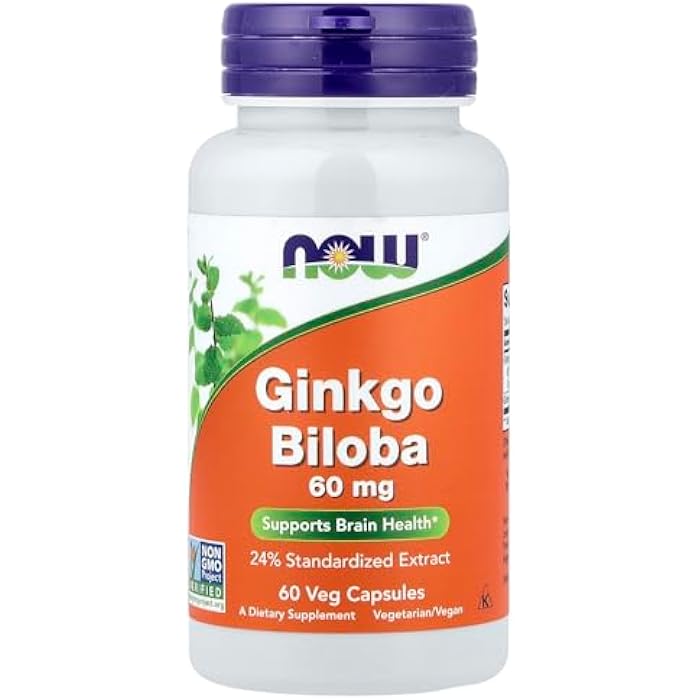 now Ginkgo Biloba 60mg 24% Extract, 60 Capsules - Image 1