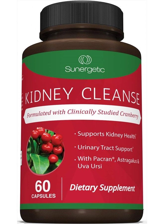 Sunergetic Premium Kidney Cleanse Supplement – Powerful Kidney Support Formula with Cranberry Extract Helps Support Healthy Kidneys & Urinary Tract Support– 60 Vegetarian Capsules - Image 1