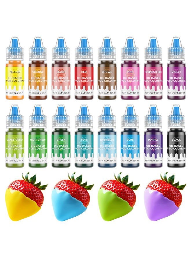 Wayin 16 Colors Oil Based Food Coloring-6 ml/Bottles Vibrant Color Food Grade Food Dye Liquid - Image 1