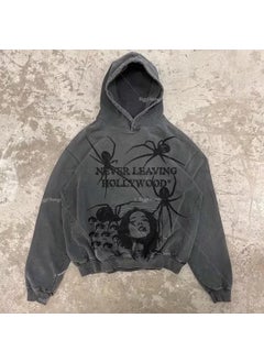 New Hiphop Green Zip Hoodie Men Urban Harajuku Anime Print Long Sleeve 11 Black Washed Old Hoodie