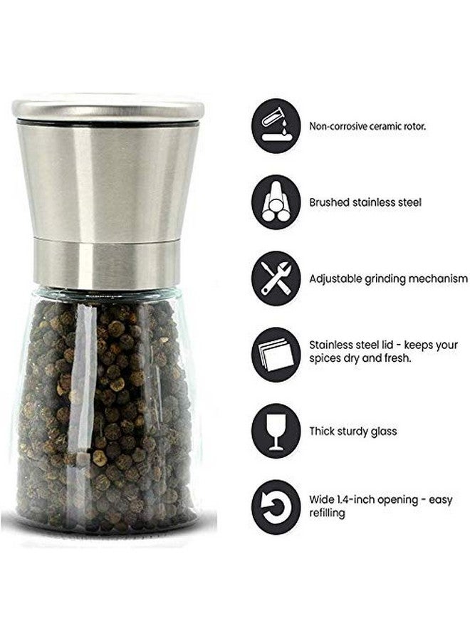 P-Plus International Pack of 2 Pepper Grinder or Salt Shaker for Professional Chef Spice Mill Stainless Steel Adjustable (Small+Tall Pack 2) - Image 2